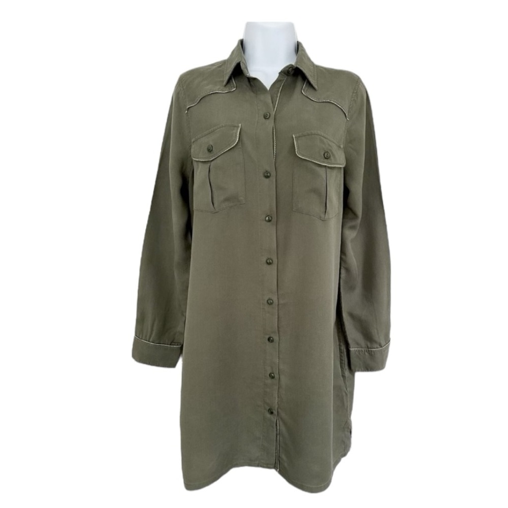 Faherty Olive Green Shirt Dress